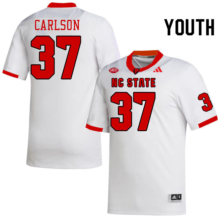 Youth #37 Addison Carlson NC State Wolfpack College Football Jerseys Stitched-White